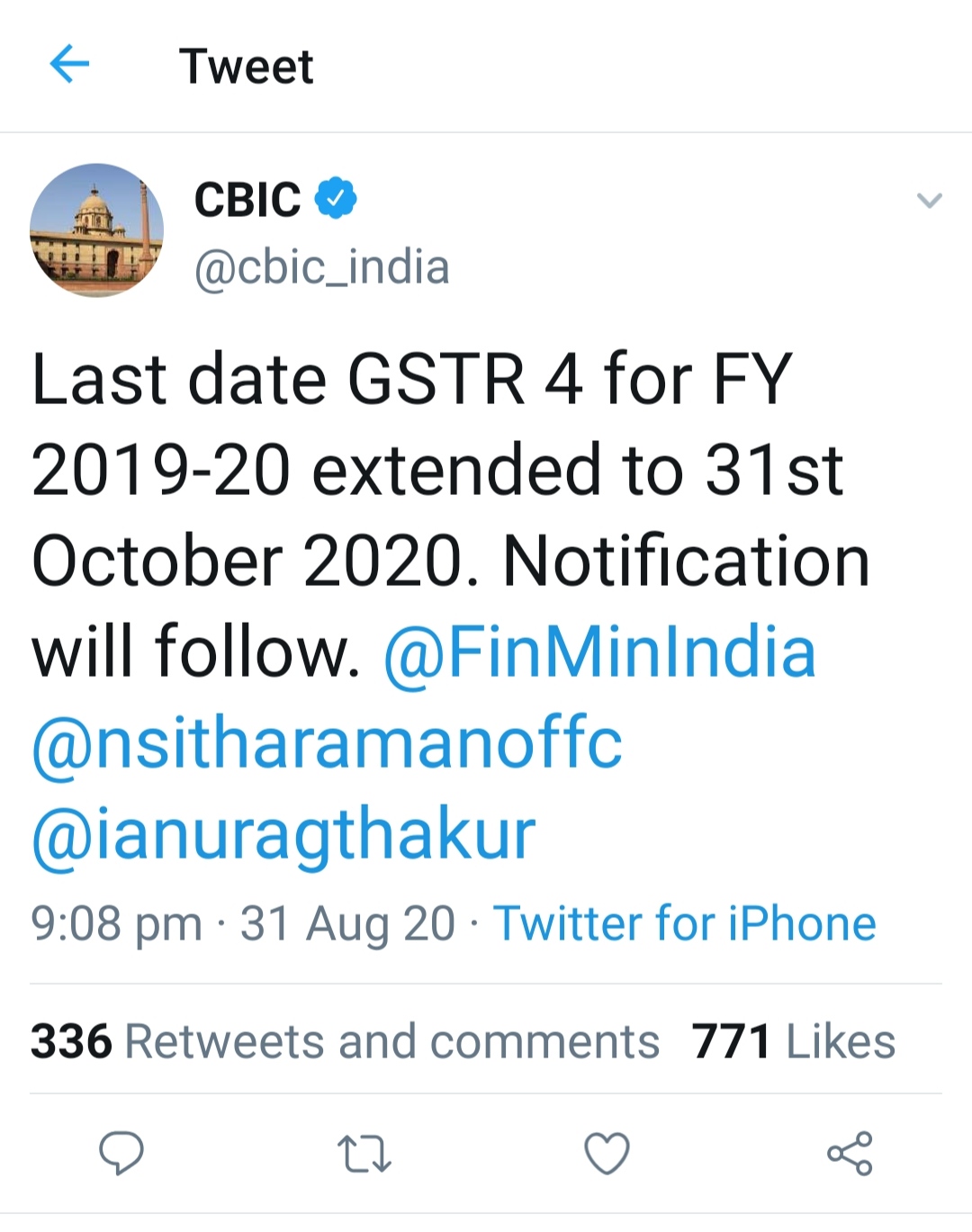 Notification No 642020 Central Tax Dated 31st August 2020 Due